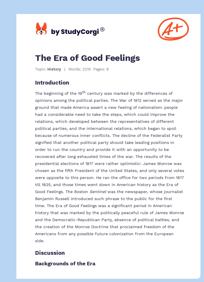The Era of Good Feelings. Page 1