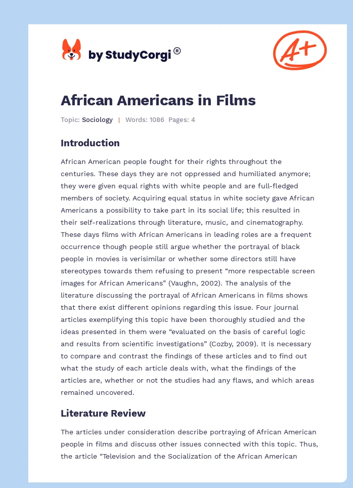 African Americans in Films. Page 1