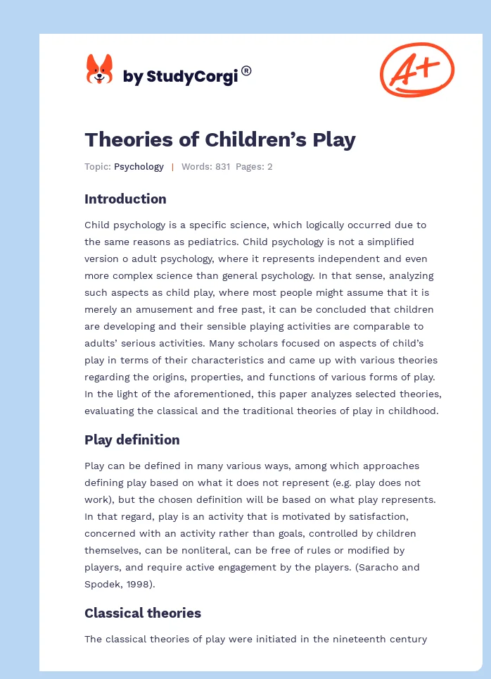 Theories of Children’s Play. Page 1