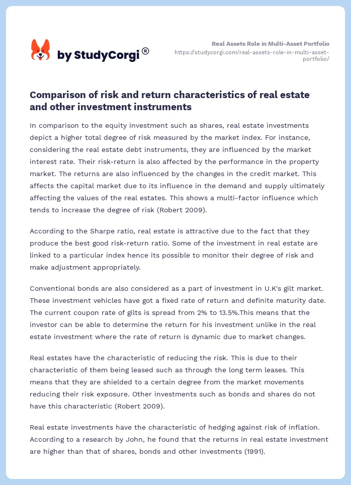 Real Assets Role in Multi-Asset Portfolio. Page 2