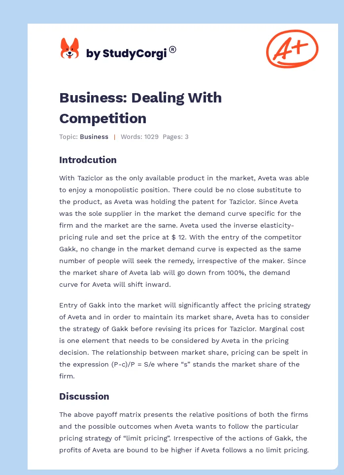 Business: Dealing With Competition. Page 1