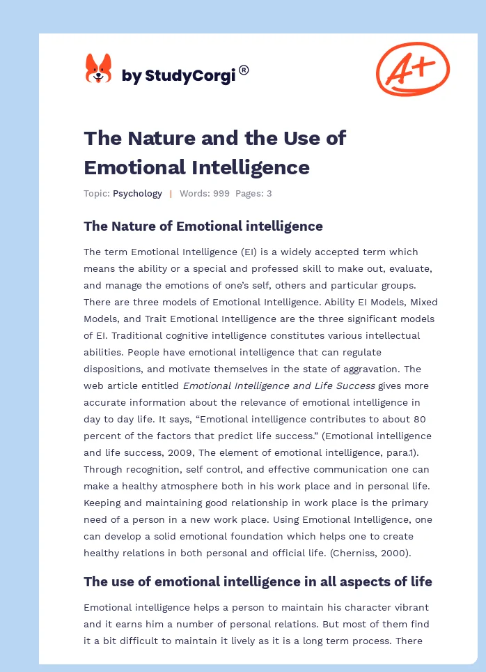 The Nature and the Use of Emotional Intelligence. Page 1