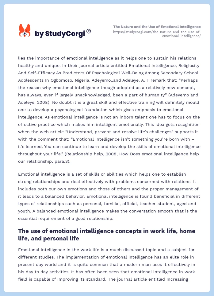 The Nature and the Use of Emotional Intelligence. Page 2