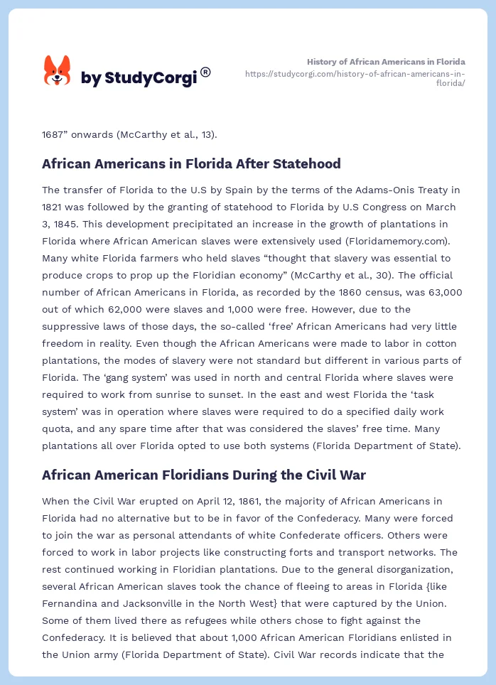 History of African Americans in Florida. Page 2