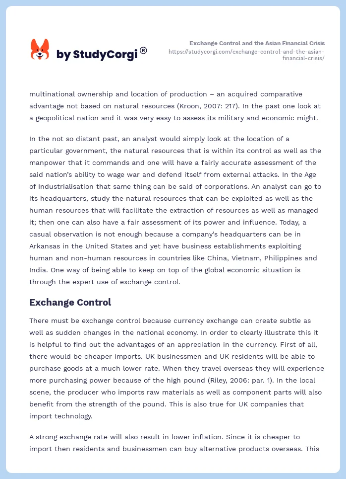 Exchange Control and the Asian Financial Crisis. Page 2