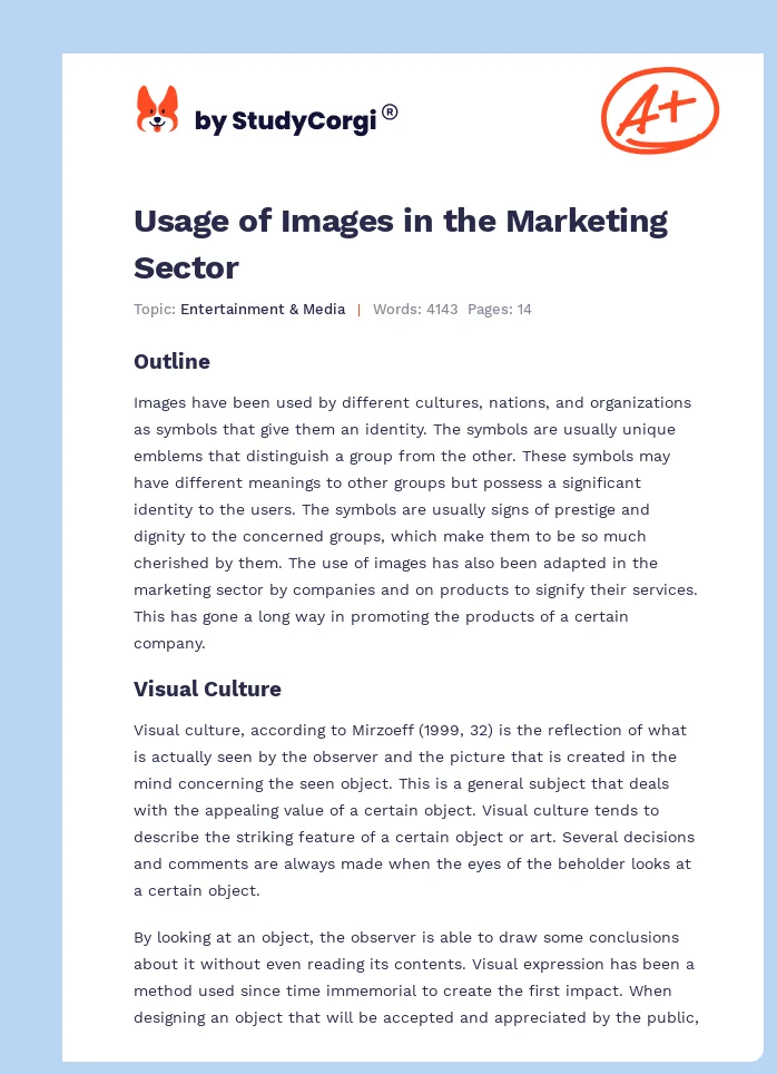 Usage of Images in the Marketing Sector. Page 1