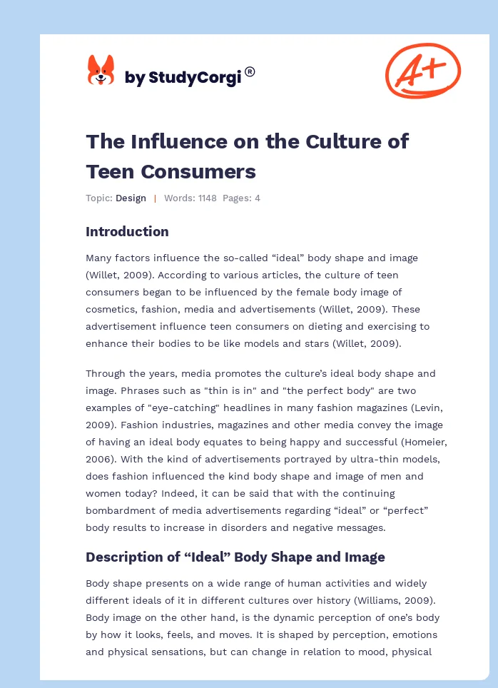 The Influence on the Culture of Teen Consumers. Page 1