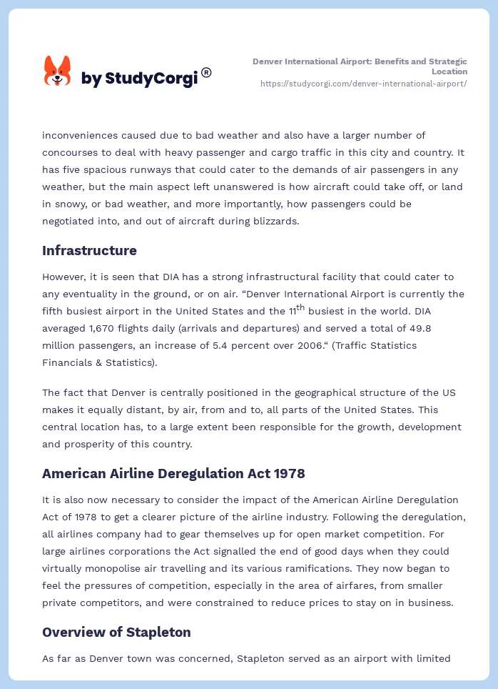 Denver International Airport: Benefits and Strategic Location. Page 2