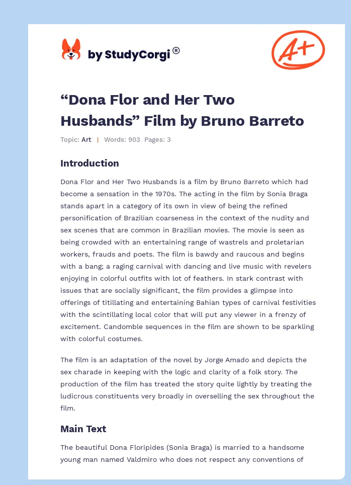 “Dona Flor and Her Two Husbands” Film by Bruno Barreto. Page 1
