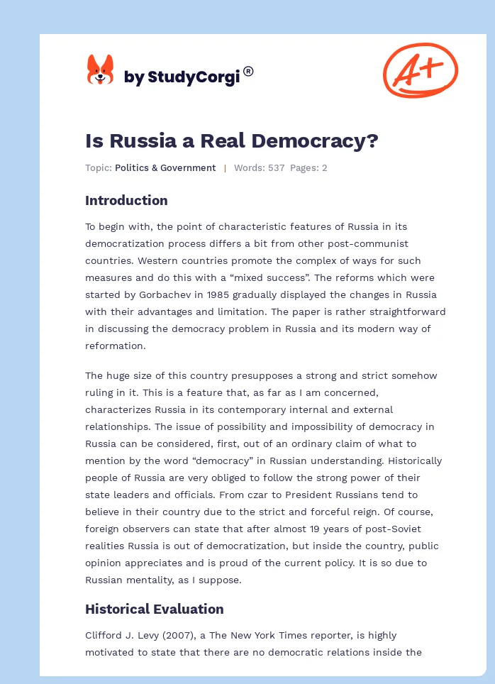 Is Russia a Real Democracy?. Page 1