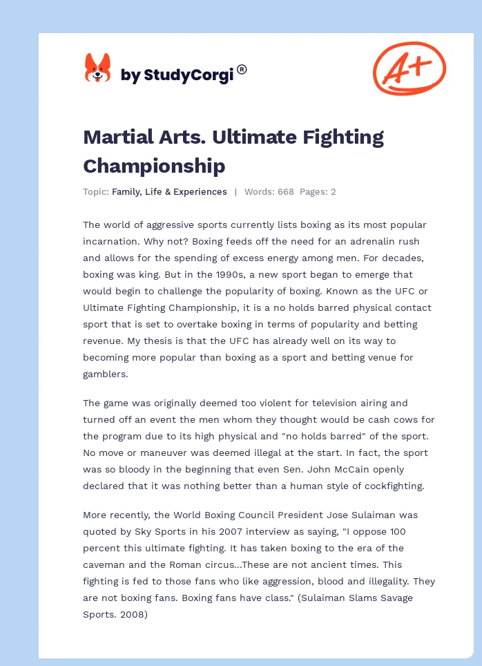 Martial Arts. Ultimate Fighting Championship. Page 1