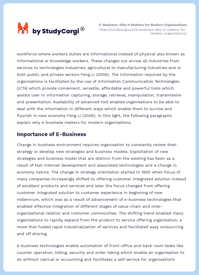 E-Business: Why It Matters for Modern Organizations. Page 2