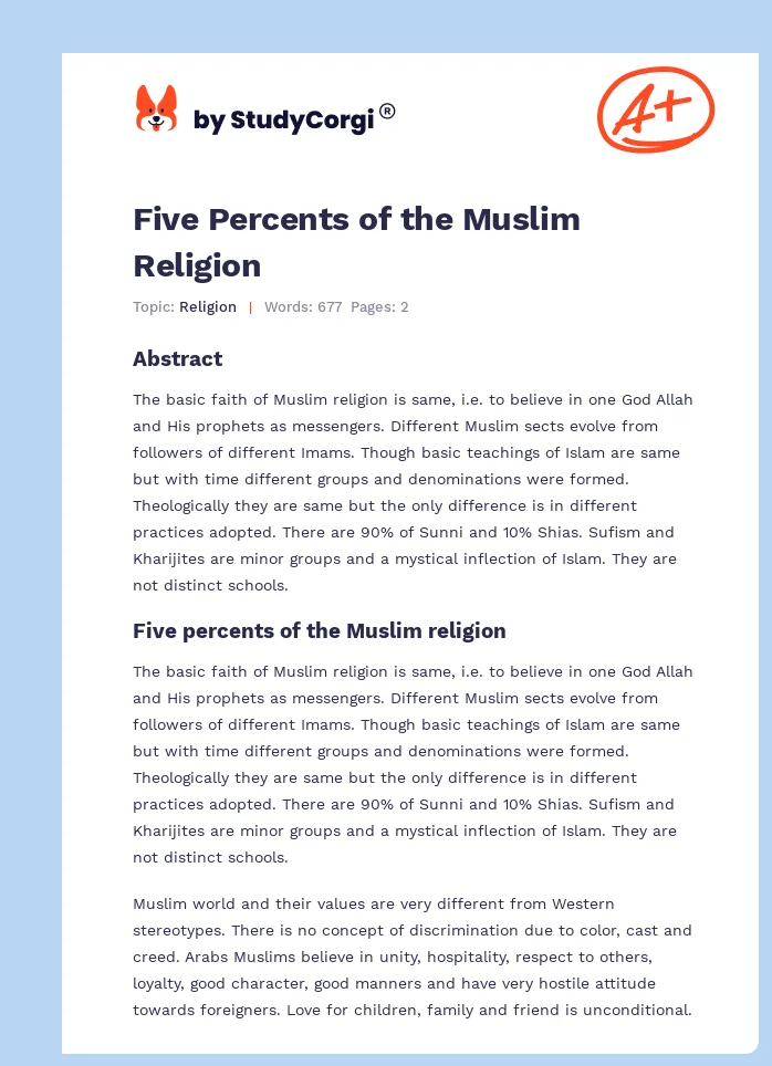 Five Percents of the Muslim Religion. Page 1