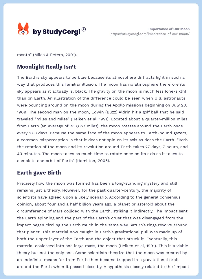 Importance of Our Moon. Page 2