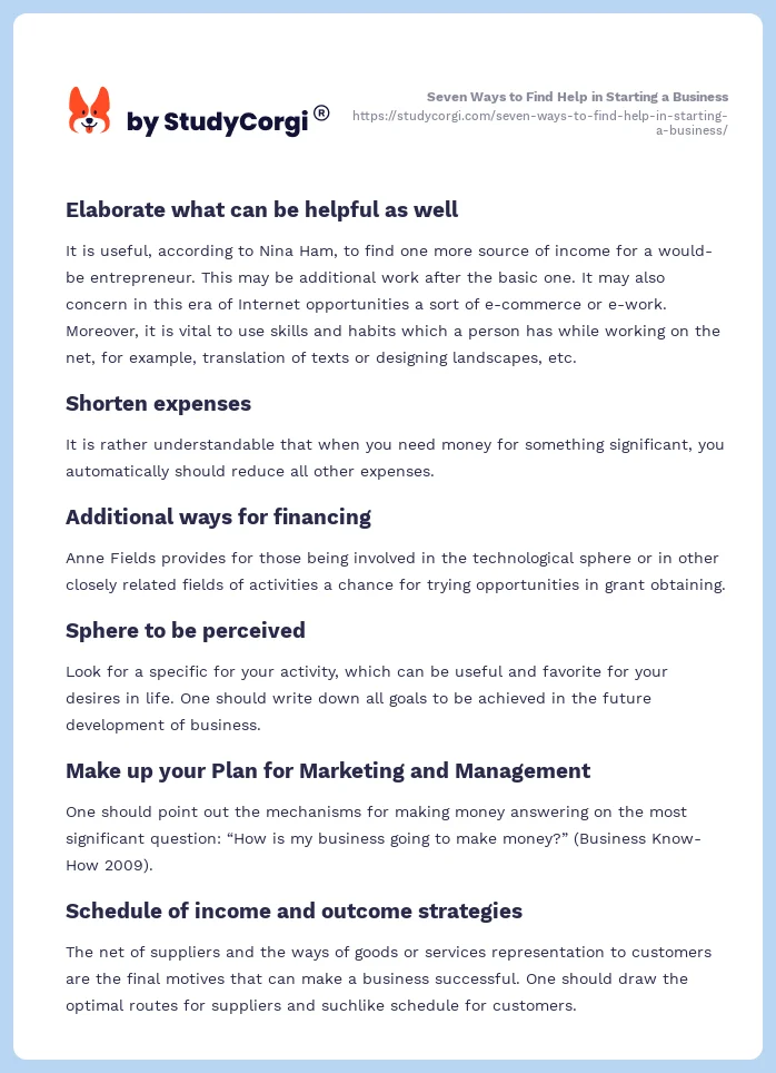 Seven Ways to Find Help in Starting a Business. Page 2
