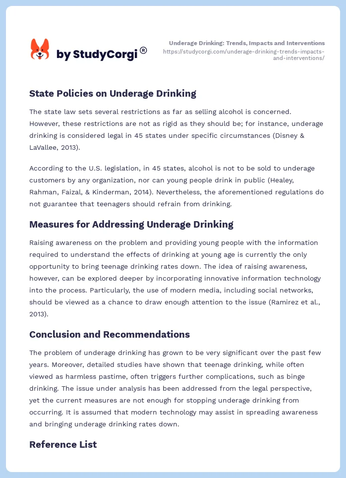 Underage Drinking: Trends, Impacts and Interventions. Page 2