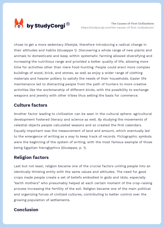 The Causes of First Civilizations. Page 2