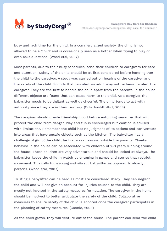Caregivers Day Care for Children. Page 2