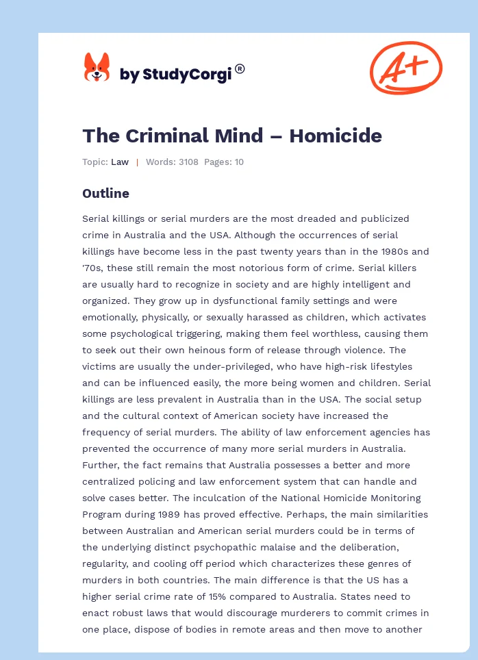 The Criminal Mind – Homicide. Page 1