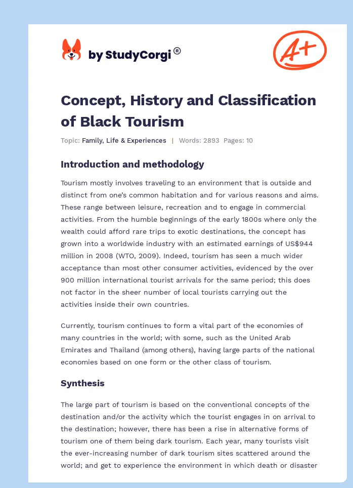 Concept, History and Classification of Black Tourism. Page 1