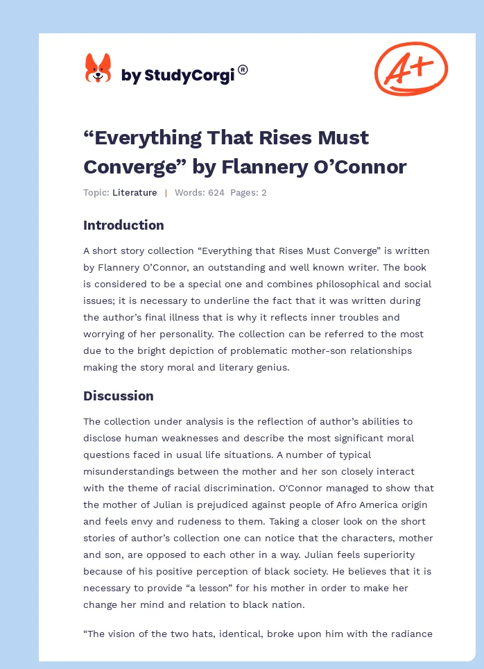 “Everything That Rises Must Converge” by Flannery O’Connor. Page 1