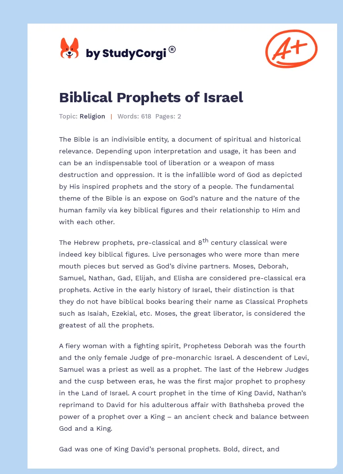 Biblical Prophets of Israel. Page 1