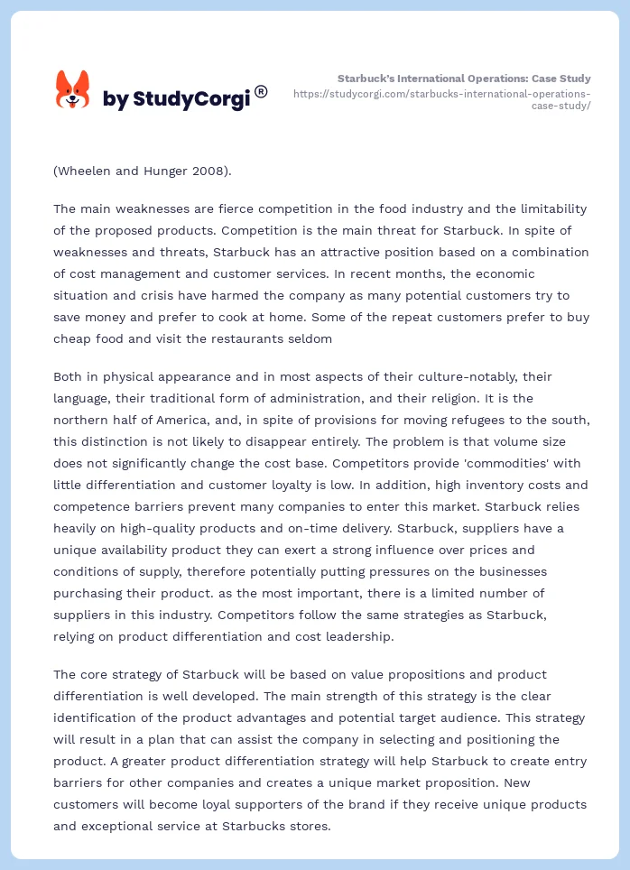 Starbuck’s International Operations: Case Study. Page 2