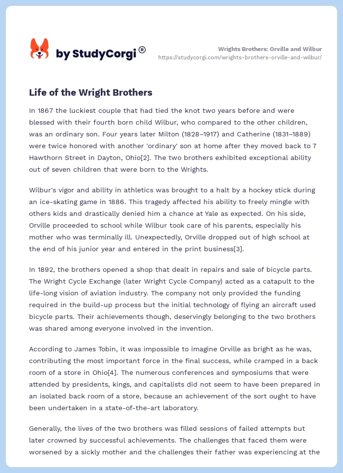 Wrights Brothers: Orville and Wilbur. Page 2