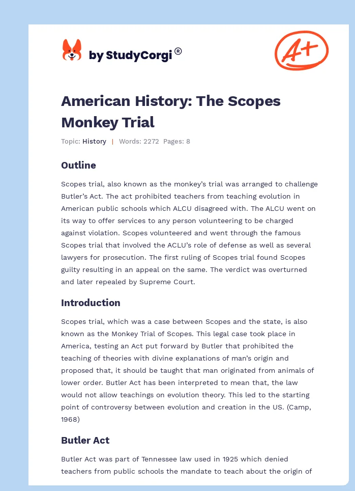 American History: The Scopes Monkey Trial. Page 1