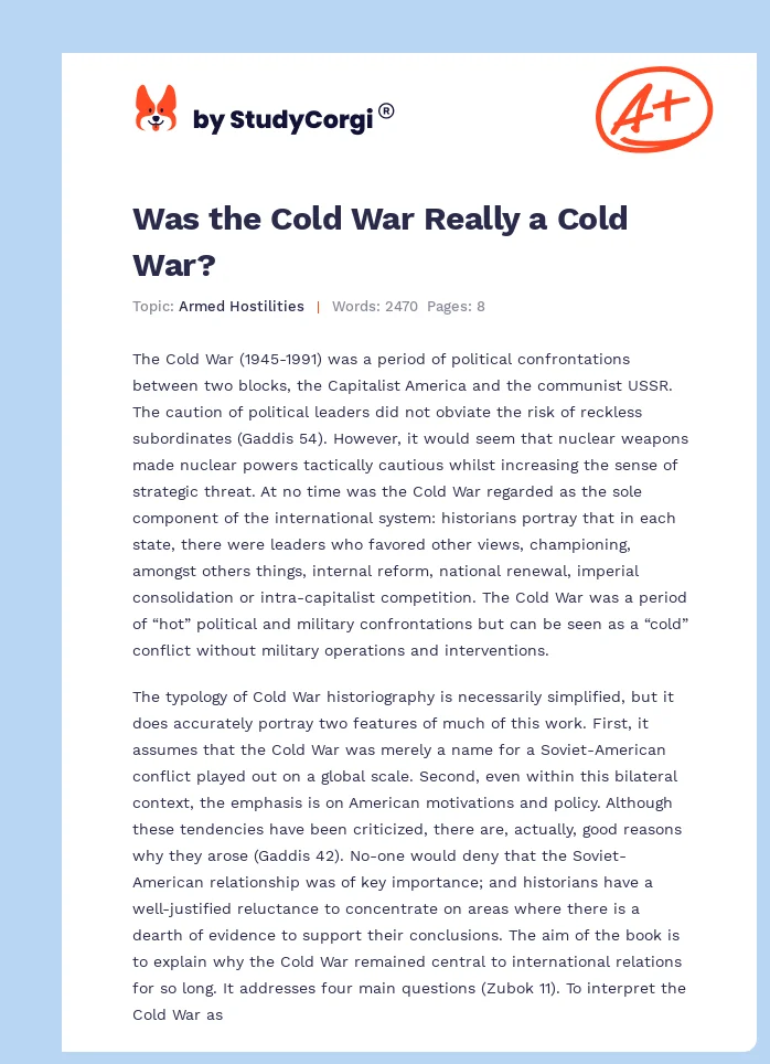 Was the Cold War Really a Cold War?. Page 1