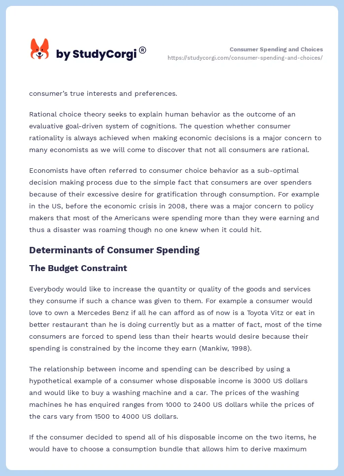 Consumer Spending and Choices. Page 2