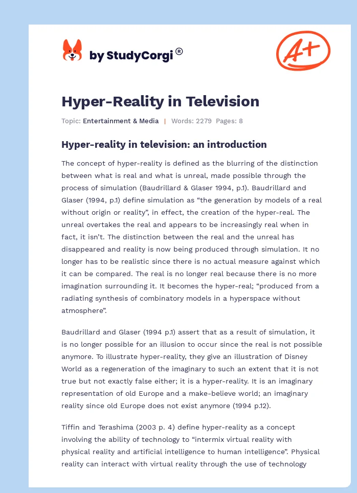 Hyper-Reality in Television. Page 1