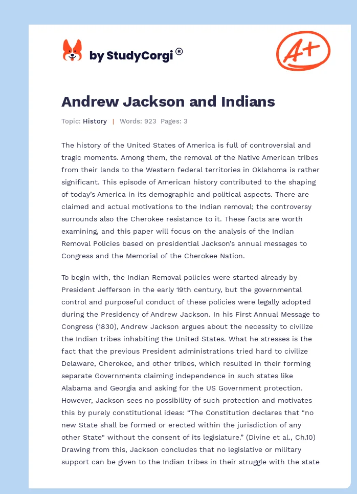 Andrew Jackson and Indians. Page 1