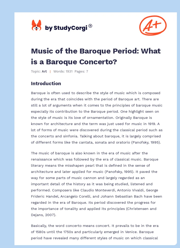 Music of the Baroque Period: What is a Baroque Concerto?. Page 1