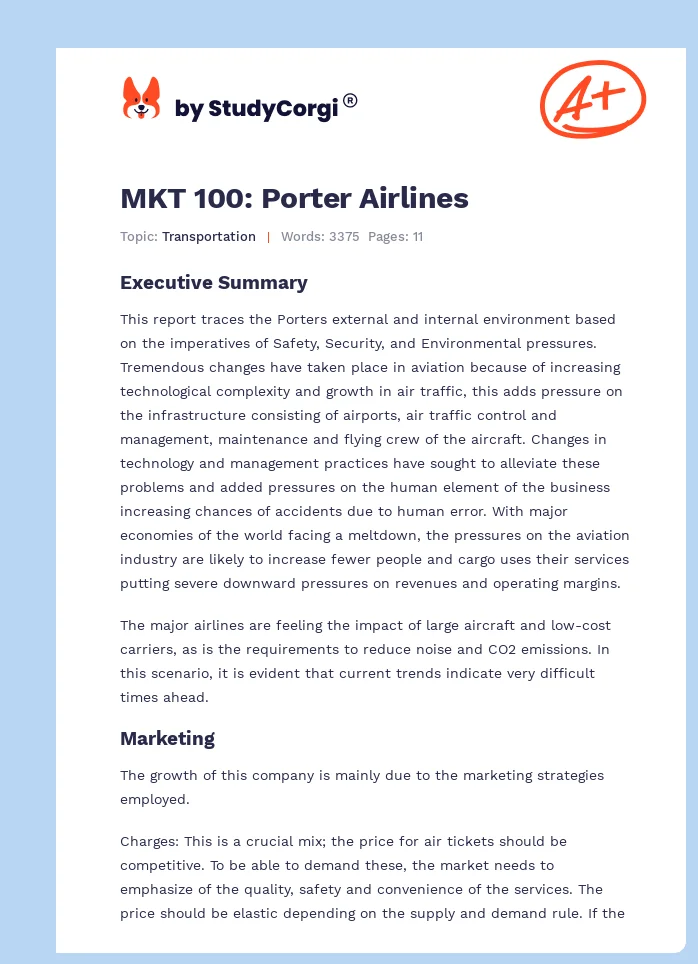 MKT 100: Porter Airlines. Page 1
