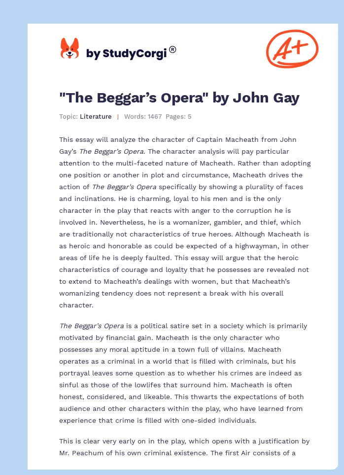 "The Beggar’s Opera" by John Gay. Page 1