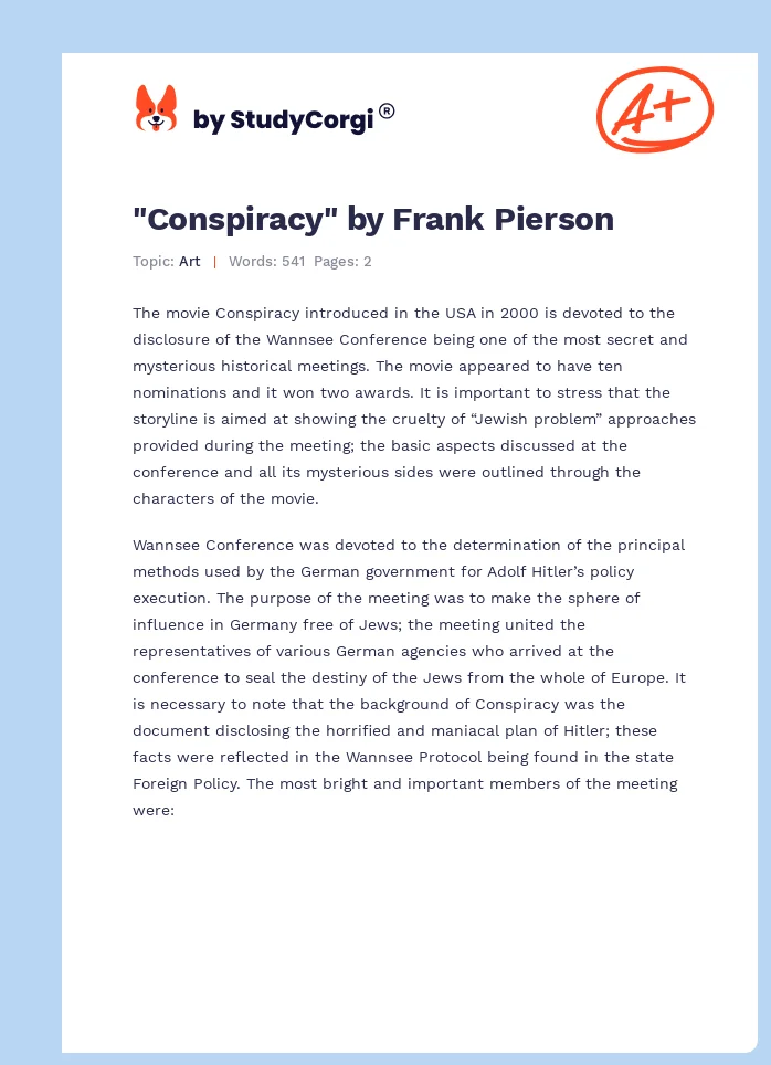 "Conspiracy" by Frank Pierson. Page 1