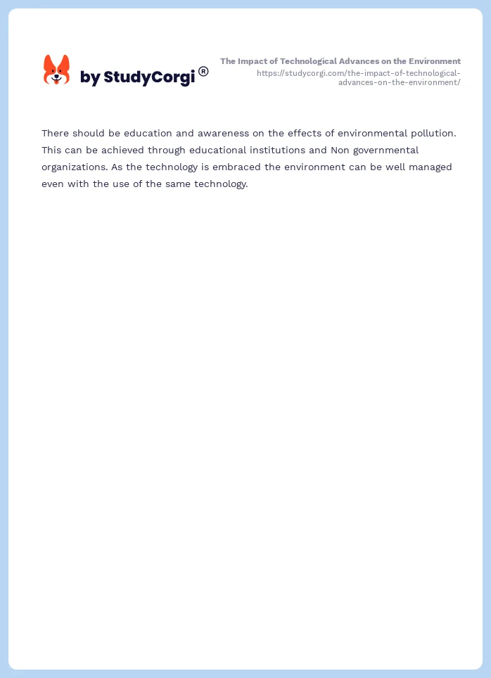 The Impact of Technological Advances on the Environment. Page 2