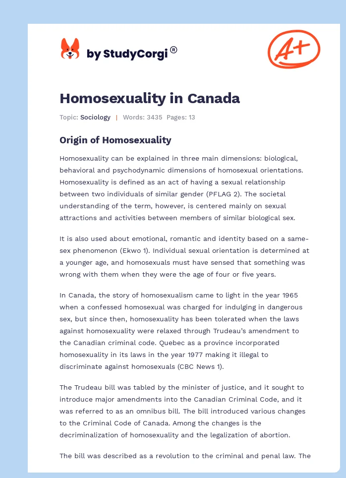 Homosexuality in Canada. Page 1