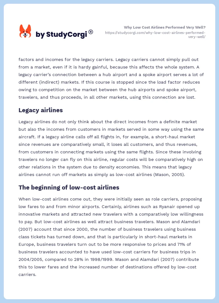 Why Low Cost Airlines Performed Very Well?. Page 2