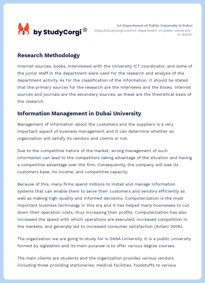 Ict Department of Public University in Dubai. Page 2