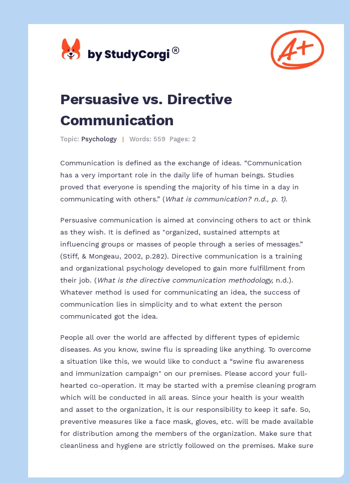 Persuasive vs. Directive Communication. Page 1