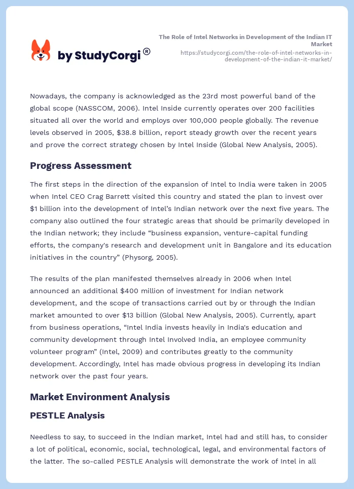 The Role of Intel Networks in Development of the Indian IT Market. Page 2