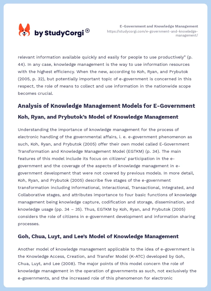 E-Government and Knowledge Management. Page 2