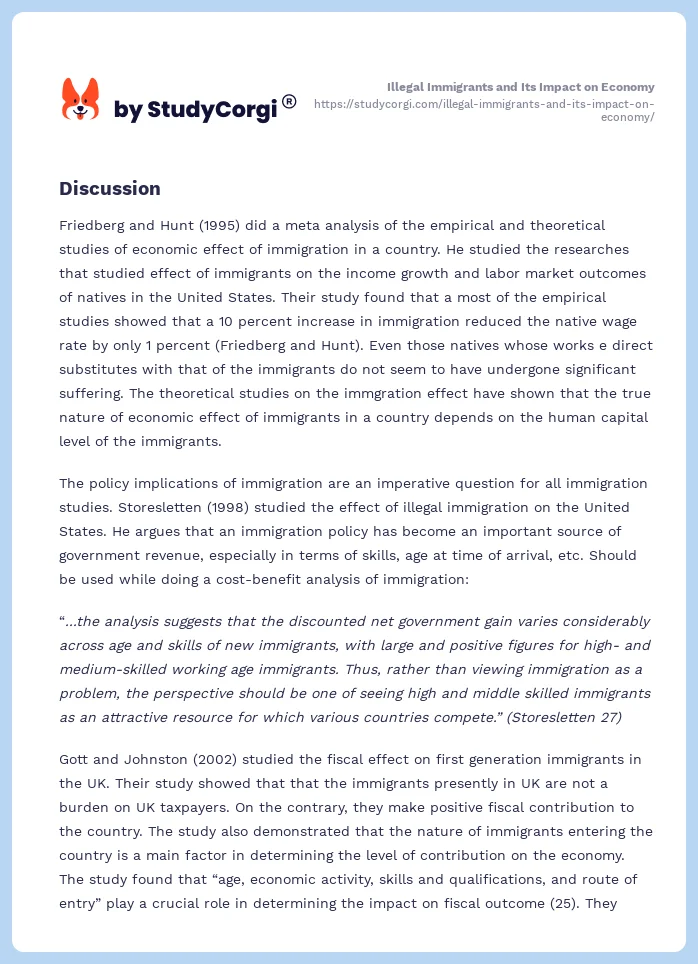 Illegal Immigrants and Its Impact on Economy. Page 2