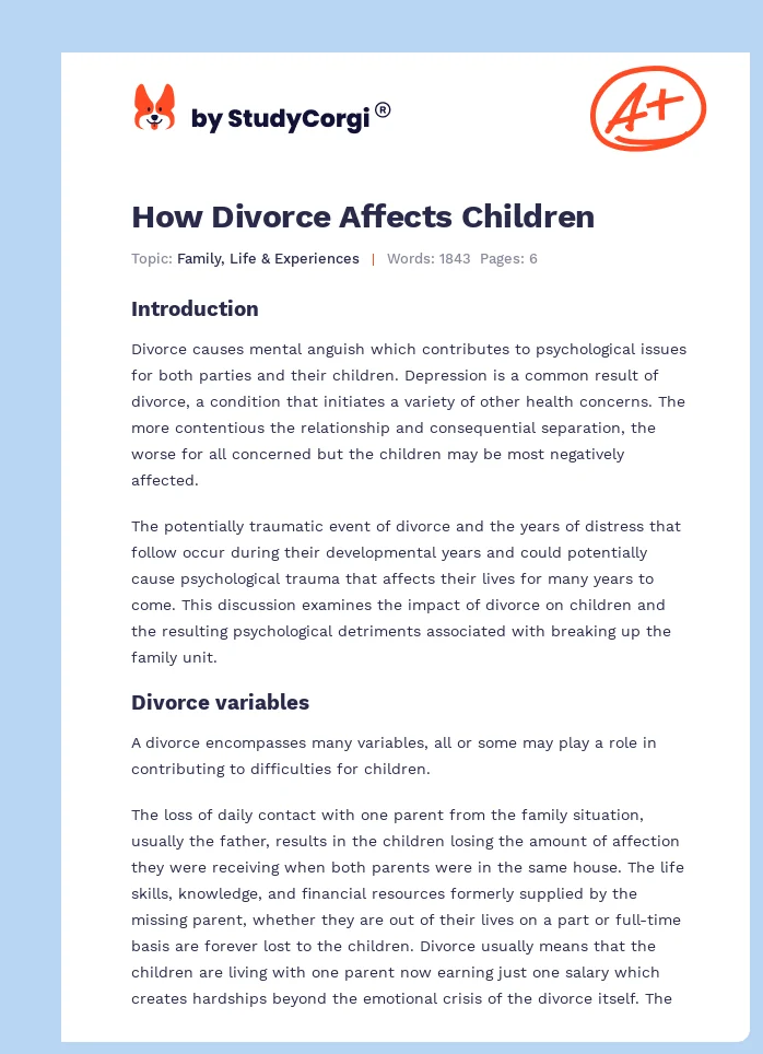 How Divorce Affects Children. Page 1