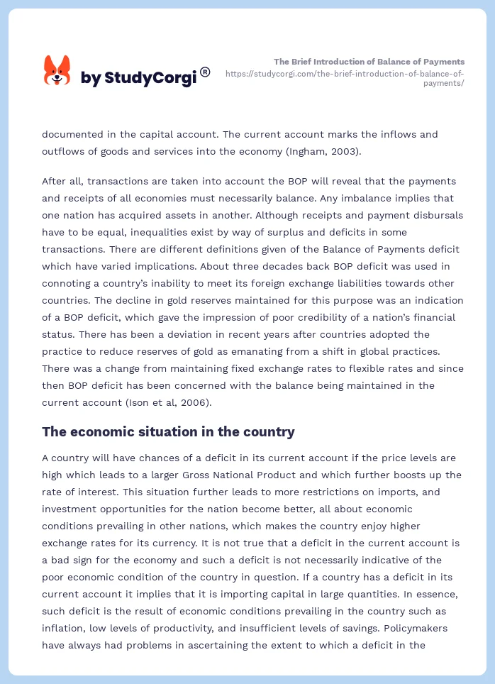 The Brief Introduction of Balance of Payments. Page 2