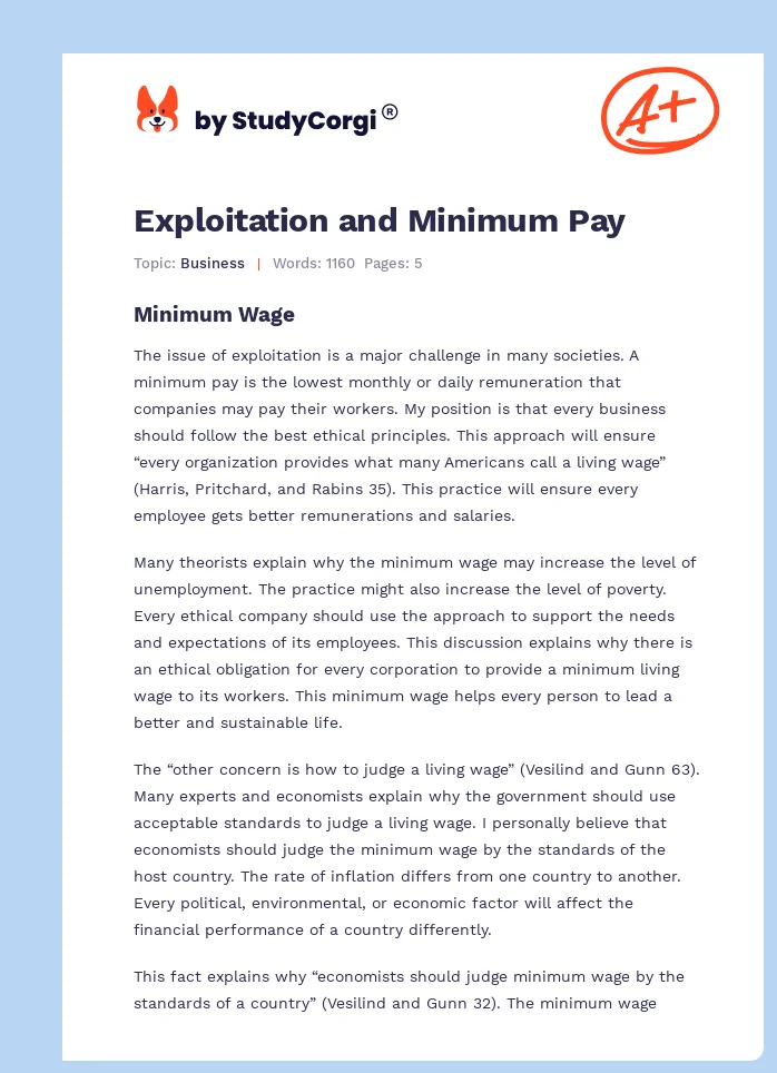 Exploitation and Minimum Pay. Page 1