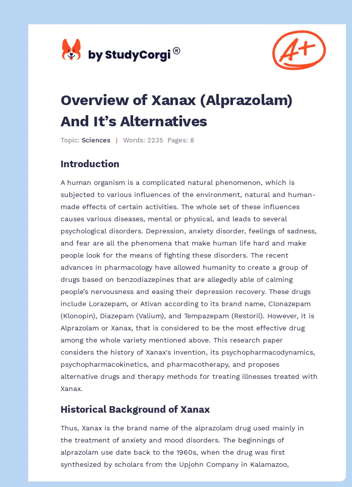 Overview of Xanax (Alprazolam) And It’s Alternatives. Page 1