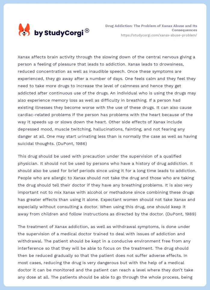 Drug Addiction: The Problem of Xanax Abuse and Its Consequences. Page 2
